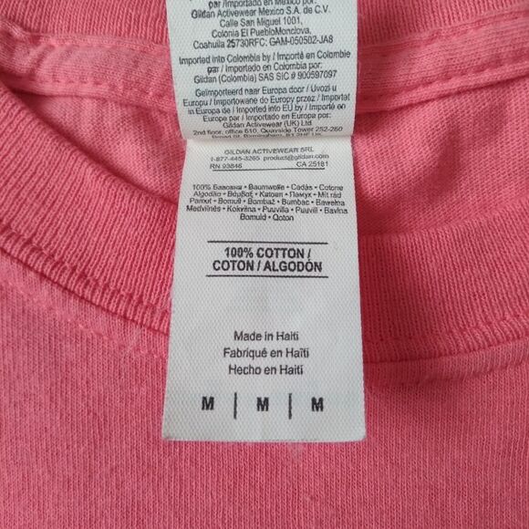Gildan Salmon Pink Short Sleeve CFCF Crossbones Graphic Print Tee Adult Medium - Picture 4 of 8